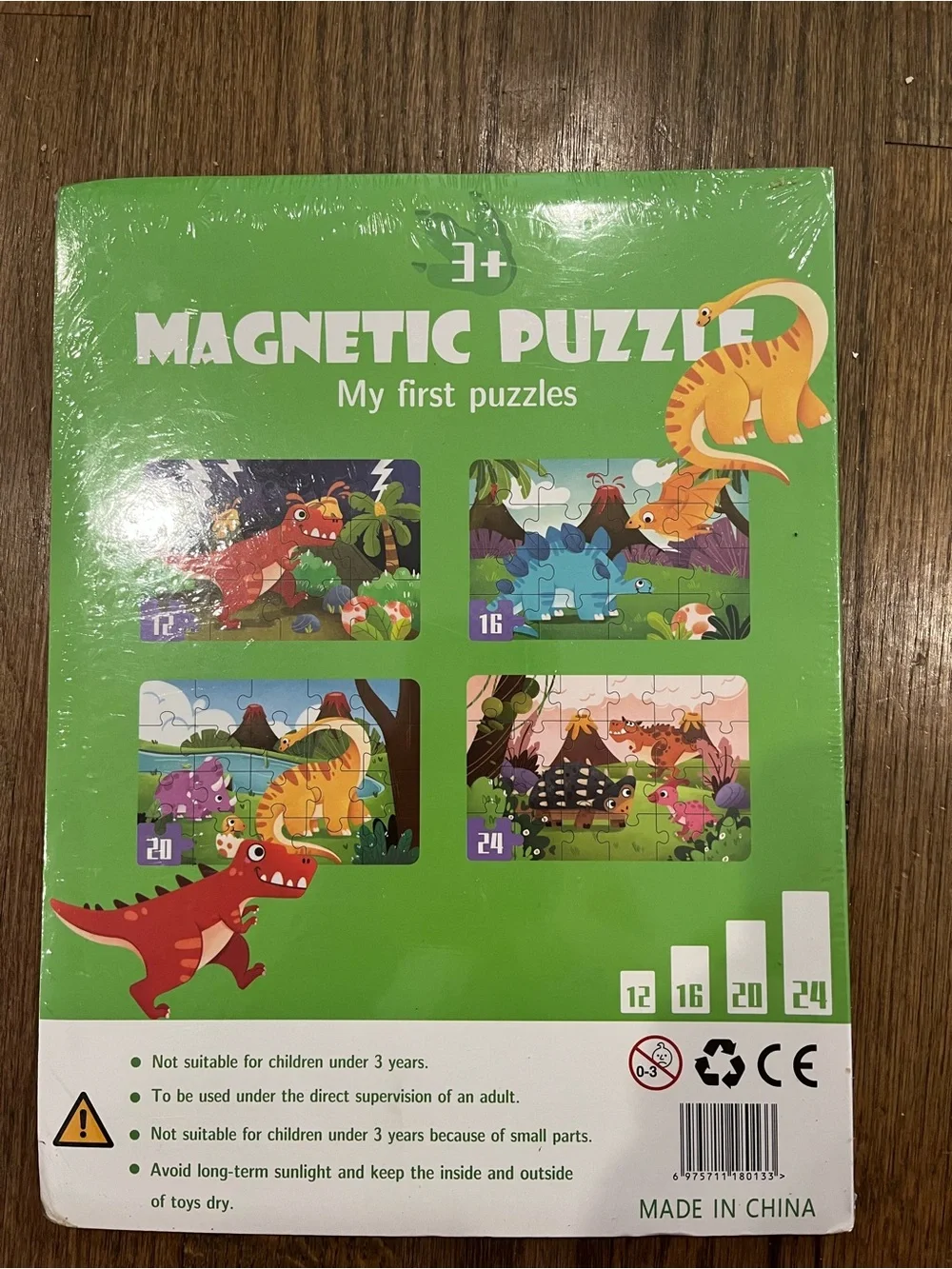 Magnetic Puzzle Set for Kids - Green Dinosaur Theme